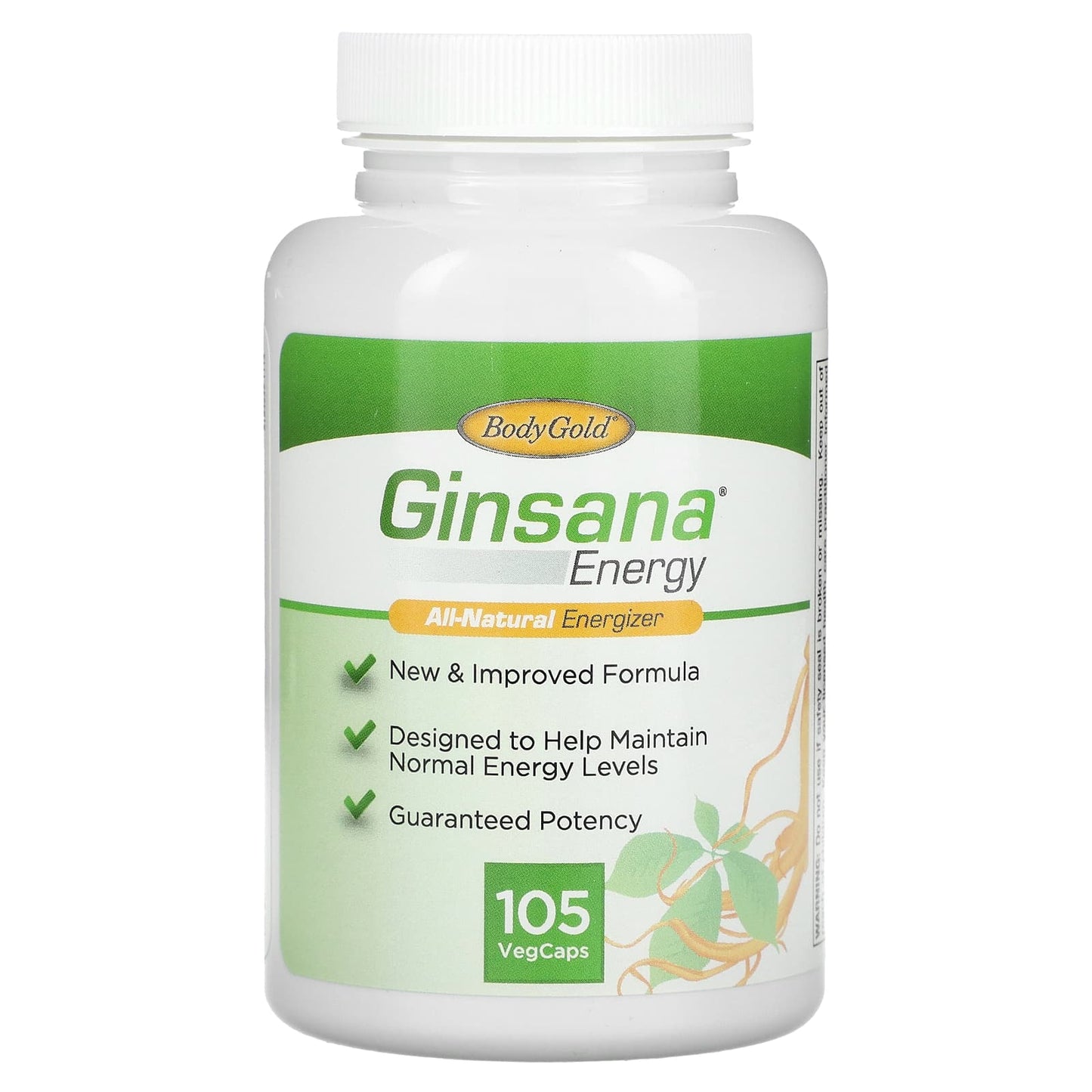 BodyGold, Ginsana Energy, All-Natural Energizer, 105 VegCaps