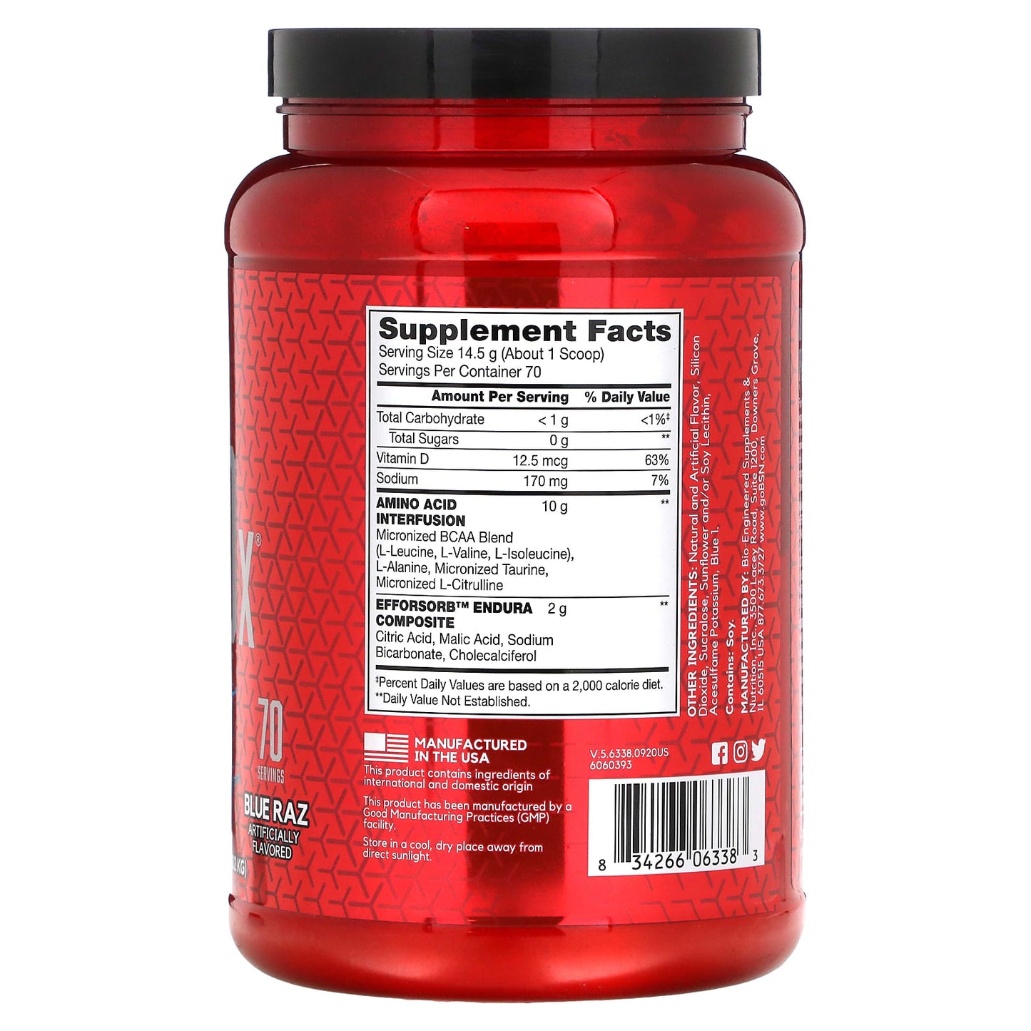 BSN, AminoX, Endurance & Recovery, Blue Raz, 2.24 lb (1.01 kg)