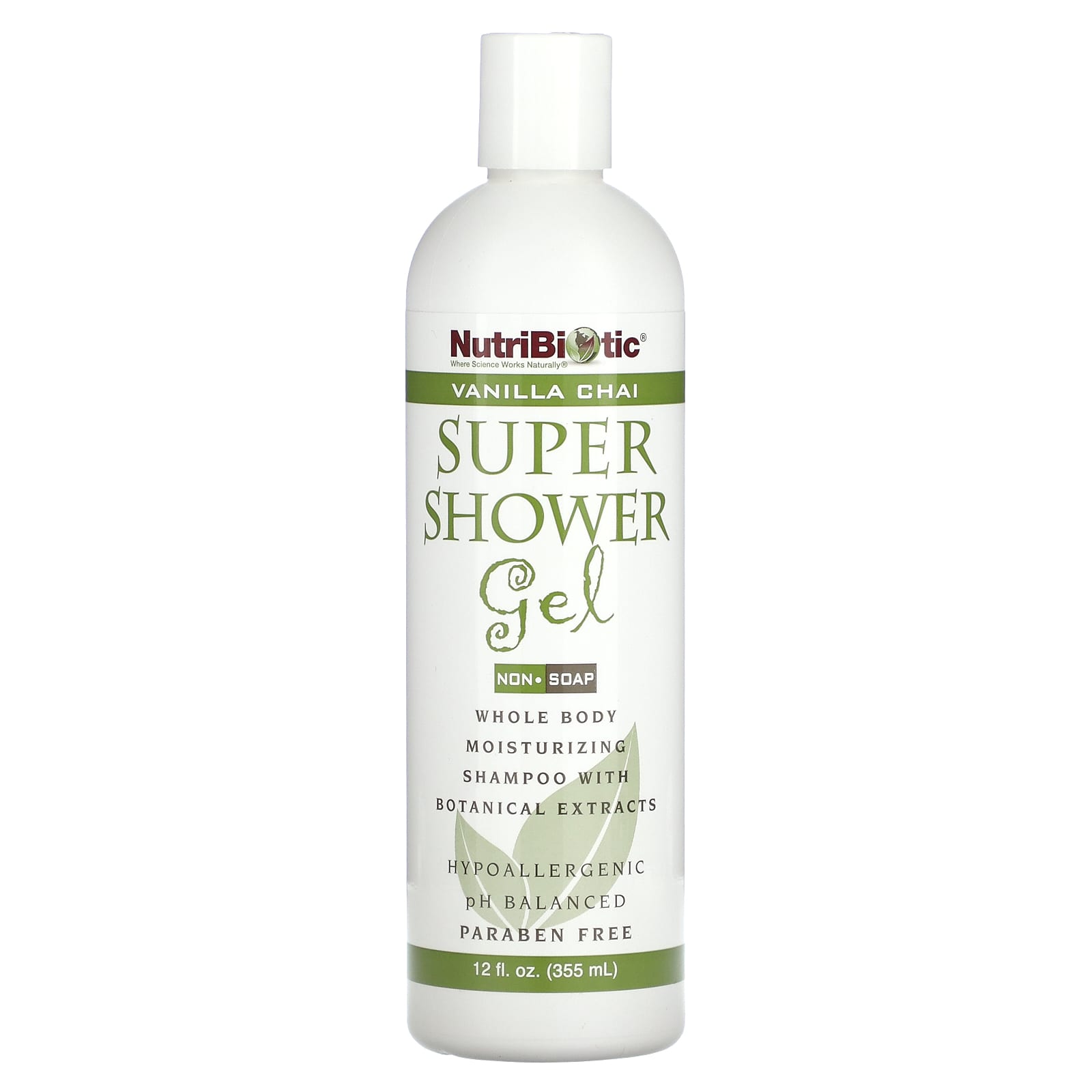 NutriBiotic-Super Shower Gel-Non-Soap-Vanilla Chai-12 fl oz (355 ml)