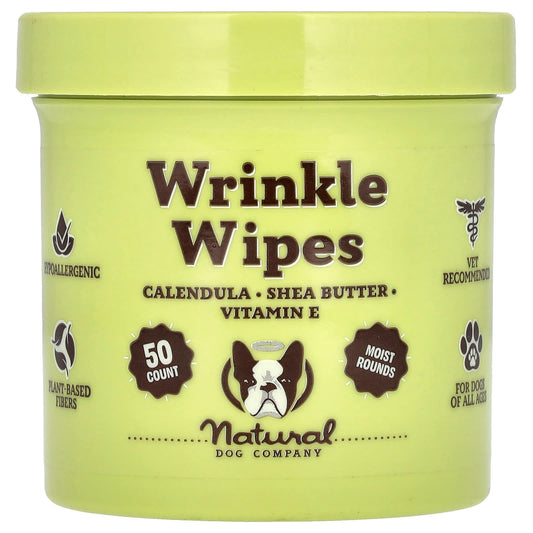 Natural Dog Company-Wrinkle Wipes-For Dogs-All Ages-50 Count