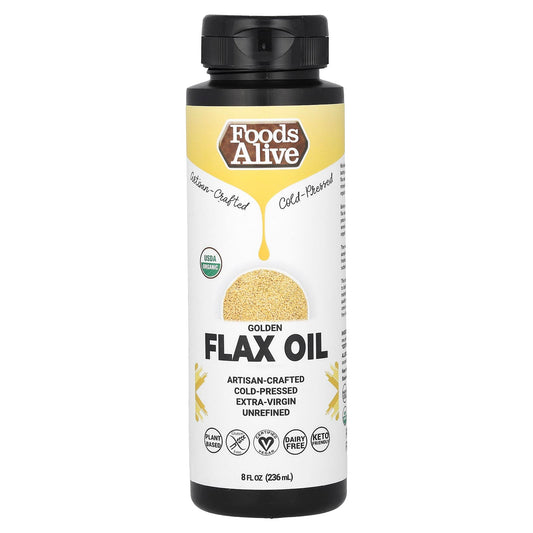 Foods Alive-Organic Golden Flax Oil-Artisan Cold-Pressed-8 fl oz (236 ml)