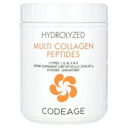 Codeage-Hydrolyzed-Multi Collagen Peptides-5 Types I-II-III-V-X-Powder-Unflavored-1.25 lb (567 g)