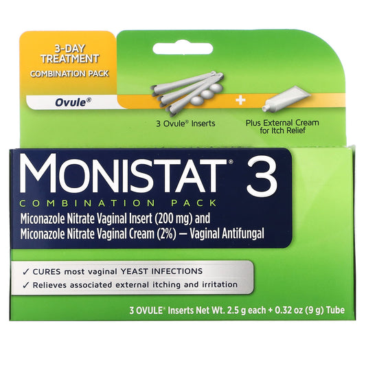 Monistat-3-Day Treatment Combination Pack-3 Ovule Inserts-2.5 g Each + 0.32 oz (9 g) Tube