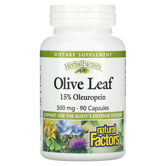 Natural Factors-HerbalFactors-Olive Leaf-500 mg-90 Capsules