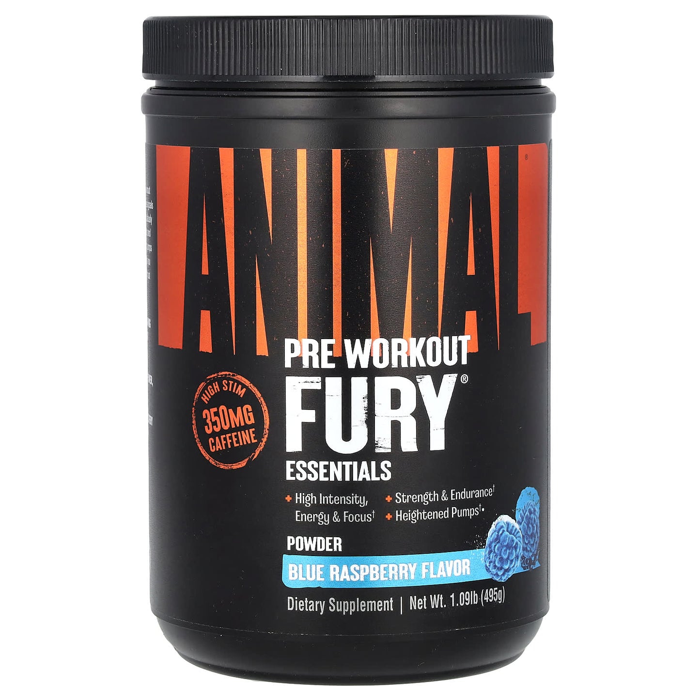 Animal-Fury Essentials-Pre Workout-Blue Raspberry-1.09 lb (495 g)