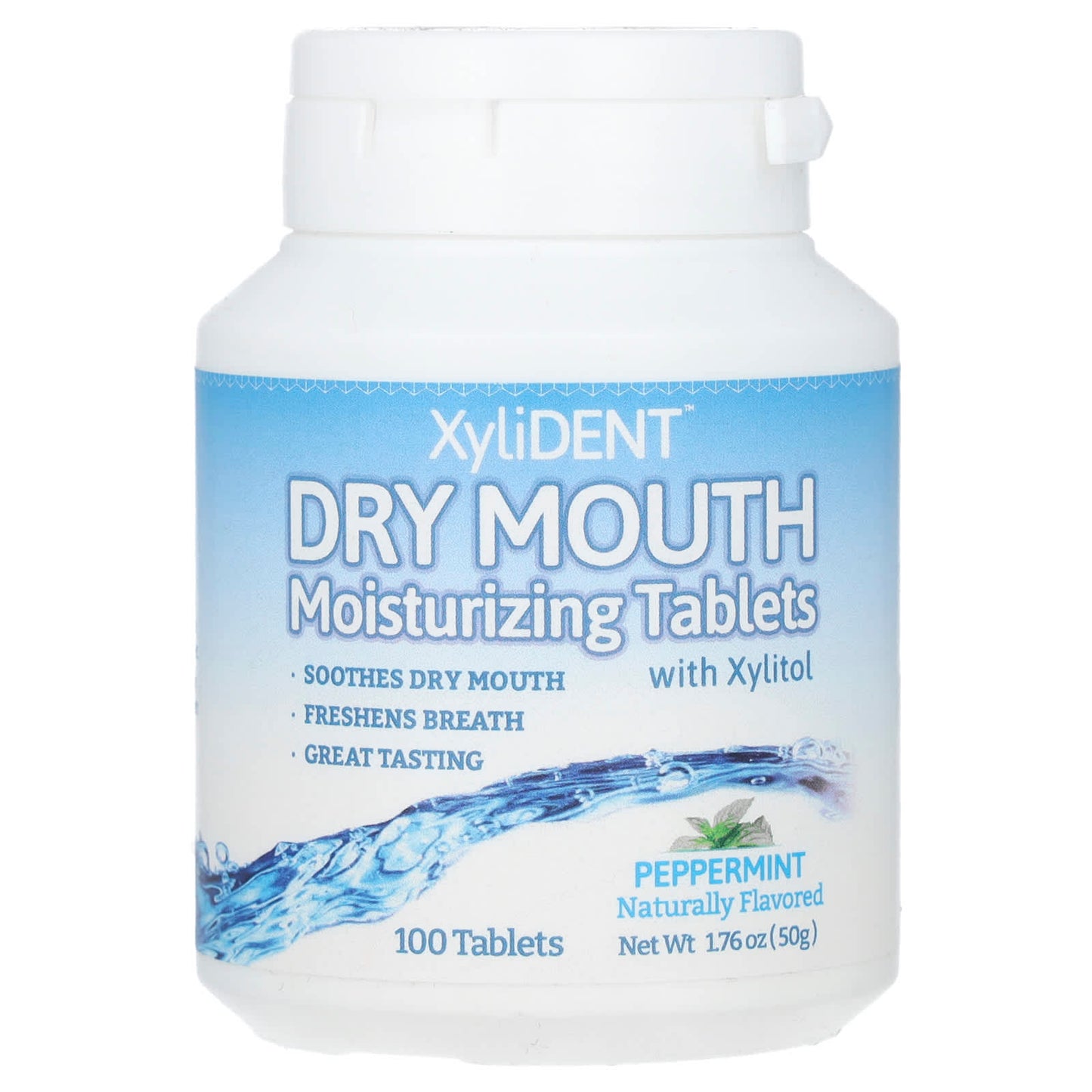 XyliDENT-Dry Mouth-Moisturizing Tablets with Xylitol-Peppermint-100 Tablets