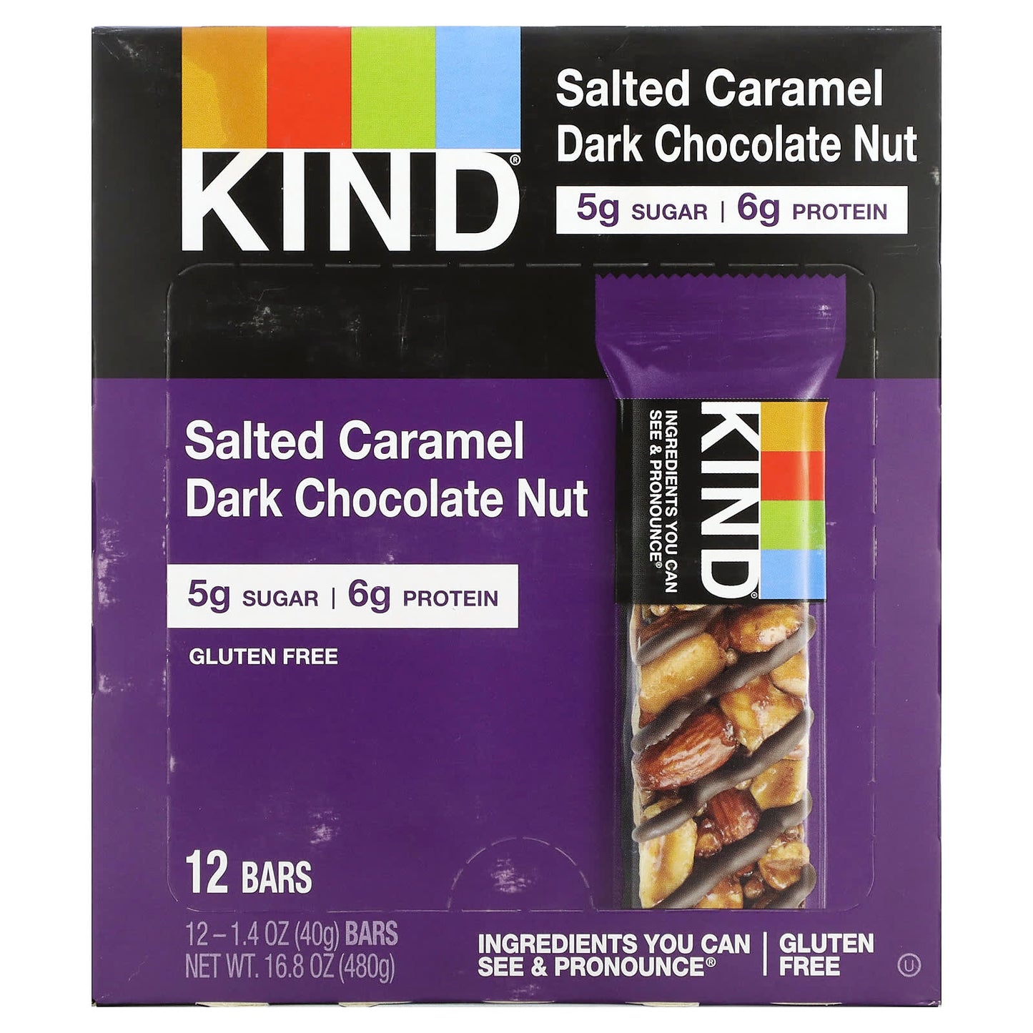 KIND Bars-Salted Caramel & Dark Chocolate Nut-12 Bars-1.4 oz (40 g) Each