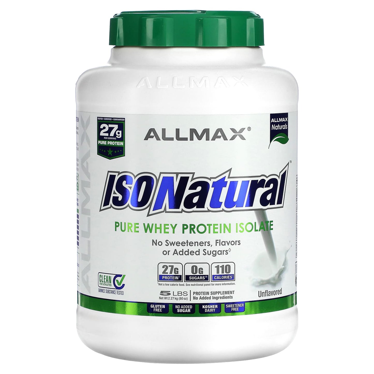 ALLMAX-IsoNatural-Pure Whey Protein Isolate-Unflavored-5 lbs (2.27 kg)