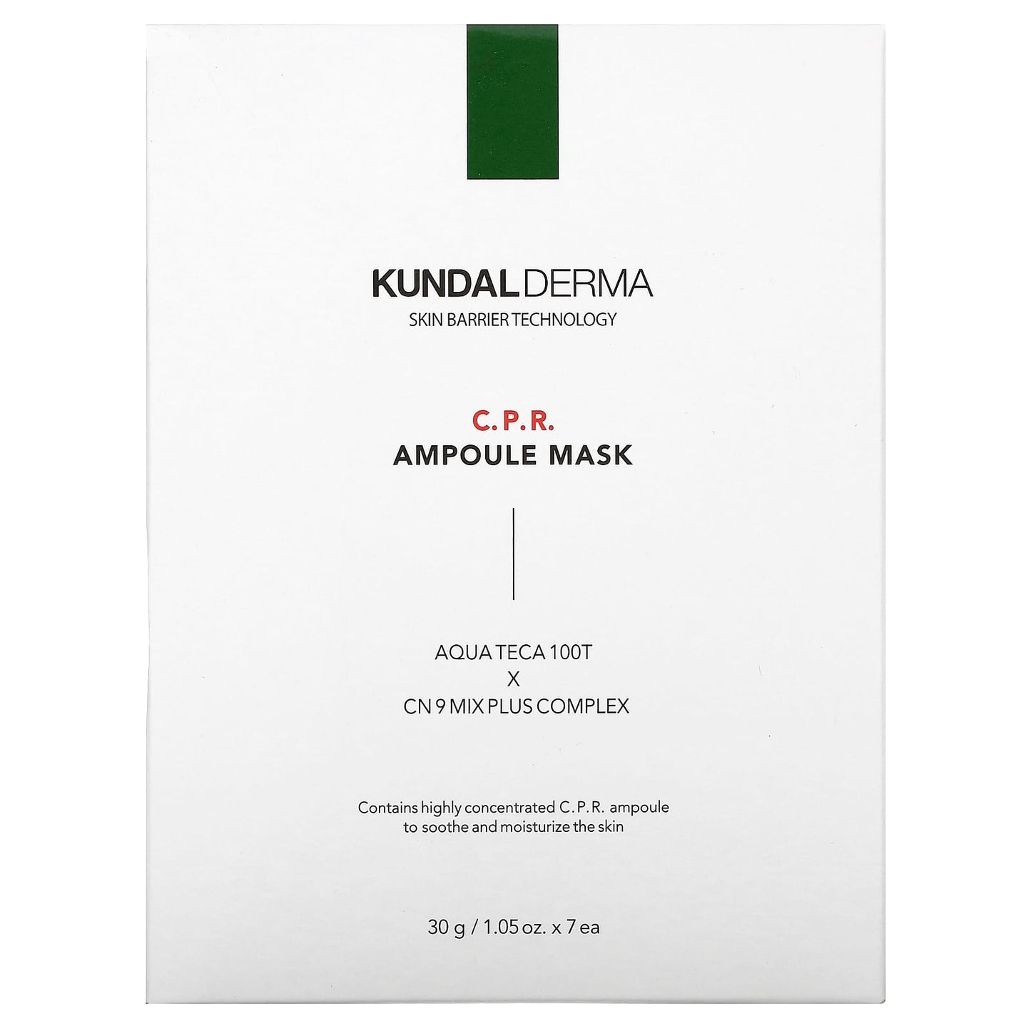 Kundal, Derma, C.P.R. Ampoule Beauty Mask , 7 Sheet Masks, 1.05 oz (30 g) Each