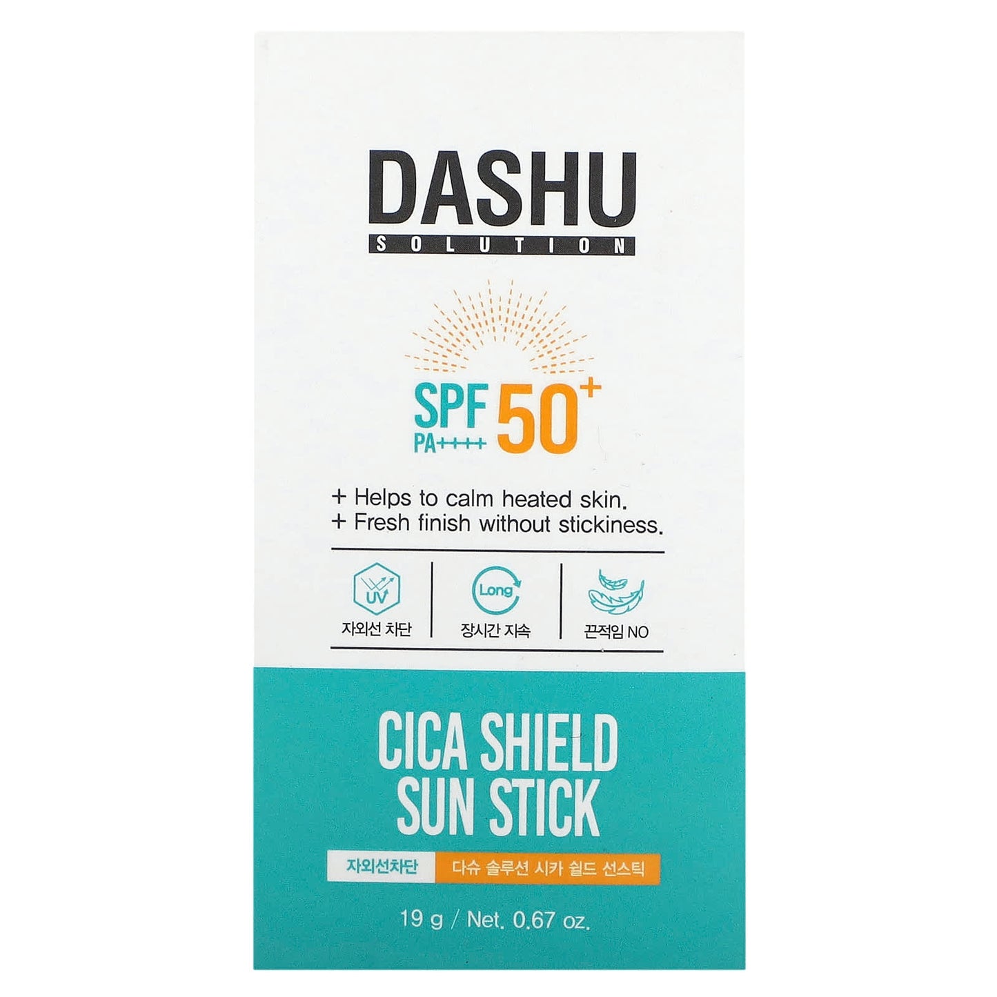 Dashu, Cica Shield Sun Stick, SPF 50+, 0.67 oz (19 g)