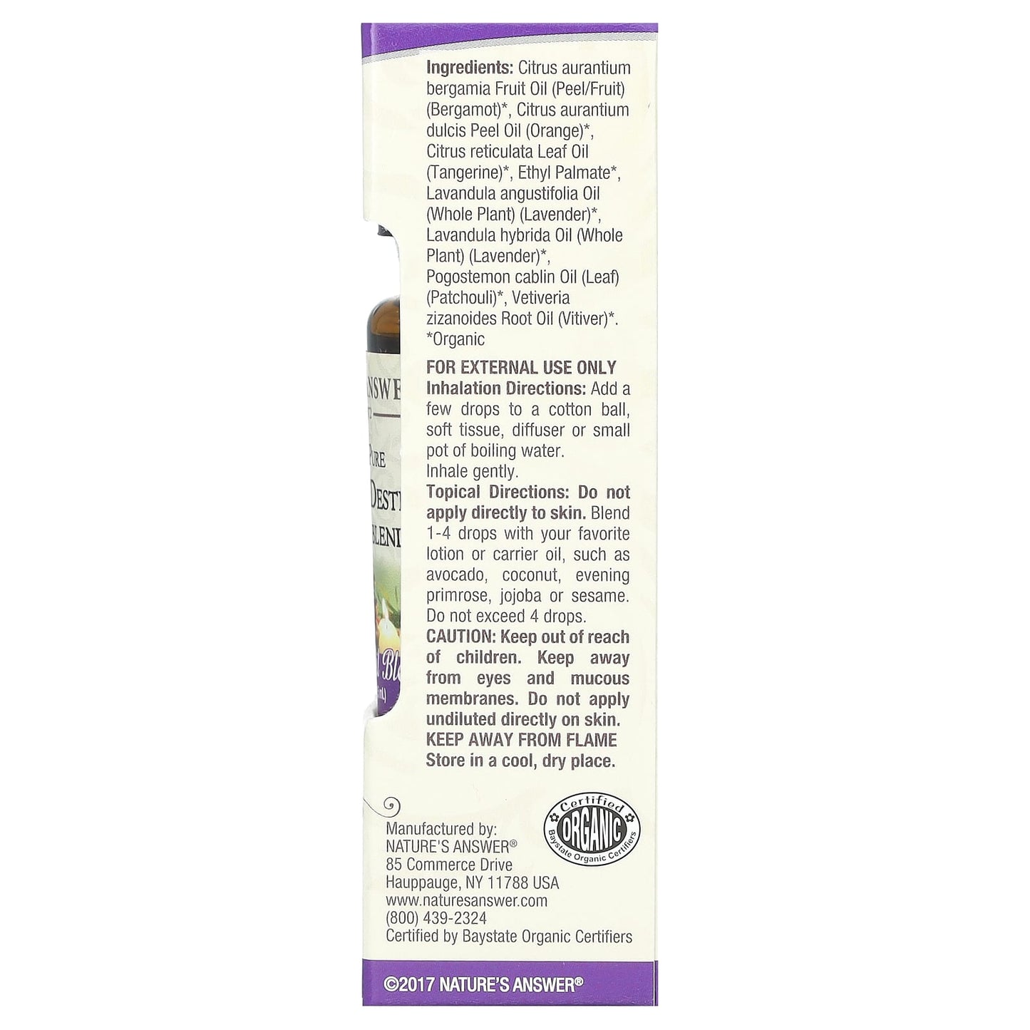 Nature's Answer, 100% Pure Organic Essential Oil Blend, Unwind & Destress, 0.5 fl oz (15 ml)