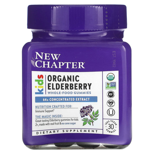 New Chapter-Kids Organic Elderberry Whole-Food Gummies-Ages 2+-30 Vegan Gummies