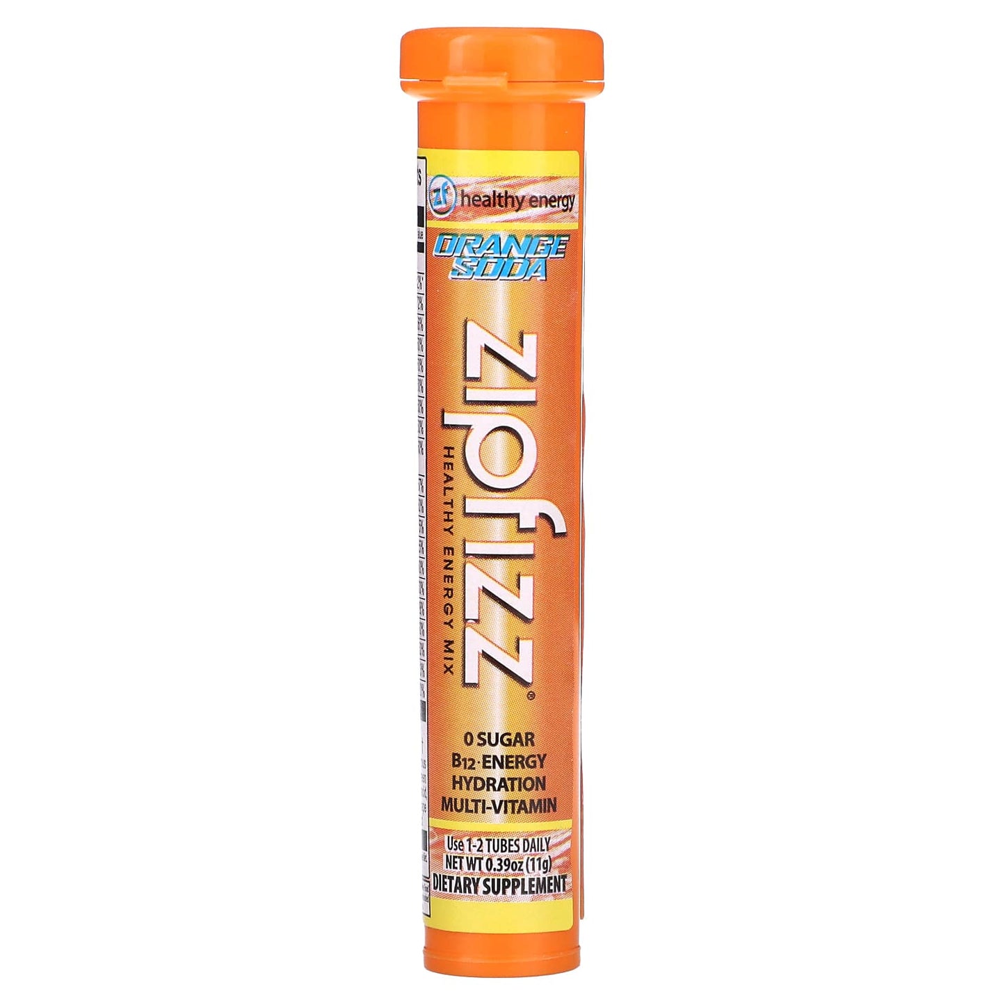 Zipfizz, Energy Drink Mix, Orange Soda, 20 Tubes, 0.39 oz (11 g) Each