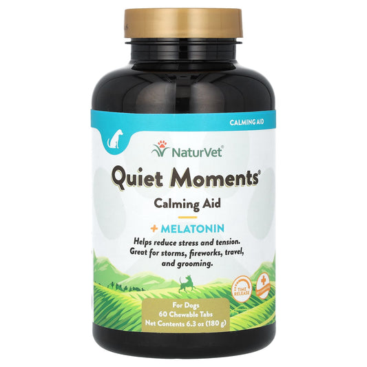 NaturVet-Quiet Moments-Calming Aid + Melatonin-For Dogs-60 Chewable Tabs-6.3 oz (180 g)