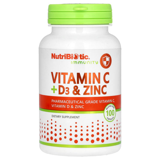 NutriBiotic-Immunity-Vitamin C + D3 & Zinc-100 Capsules