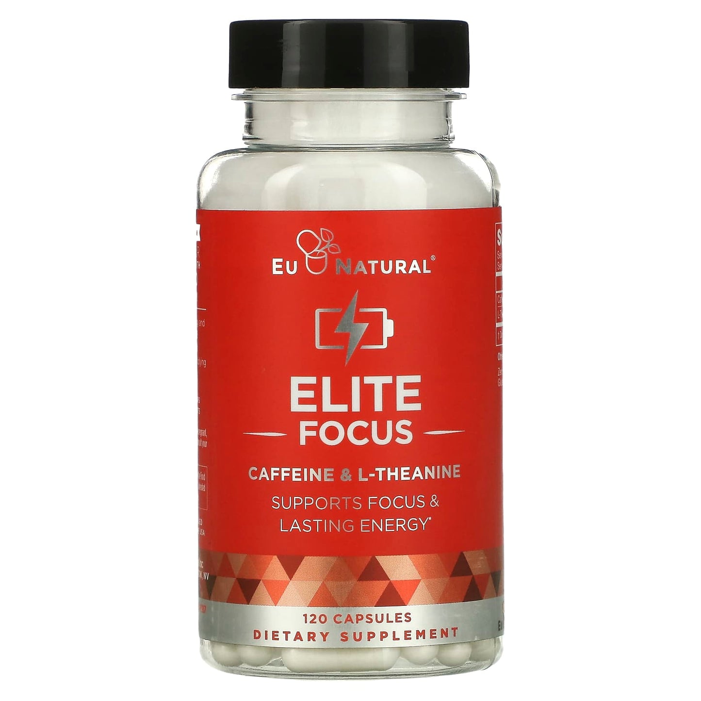 Eu Natural-ELITE FOCUS-Caffeine & L-Theanine-120 Capsules