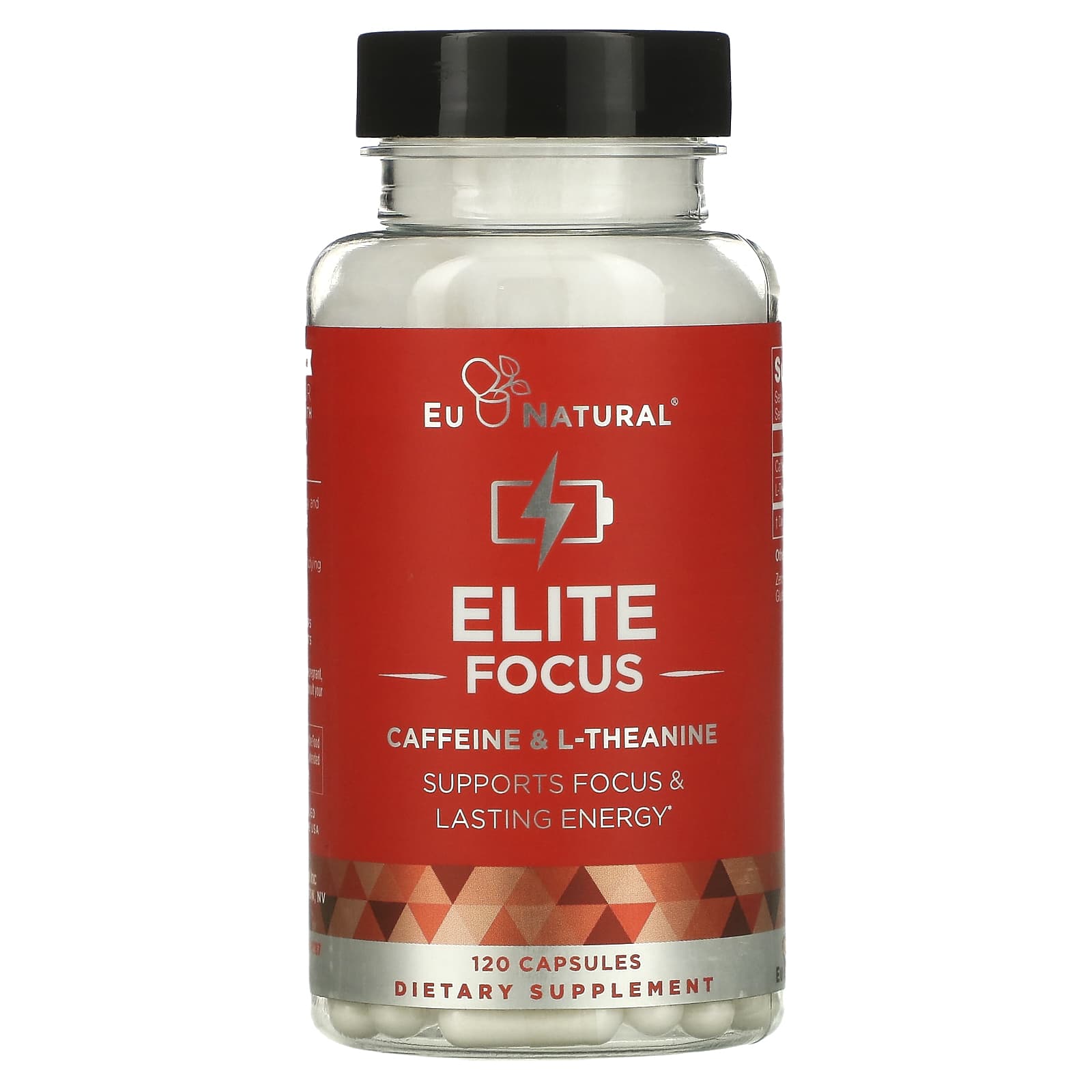 Eu Natural-ELITE FOCUS-Caffeine & L-Theanine-120 Capsules