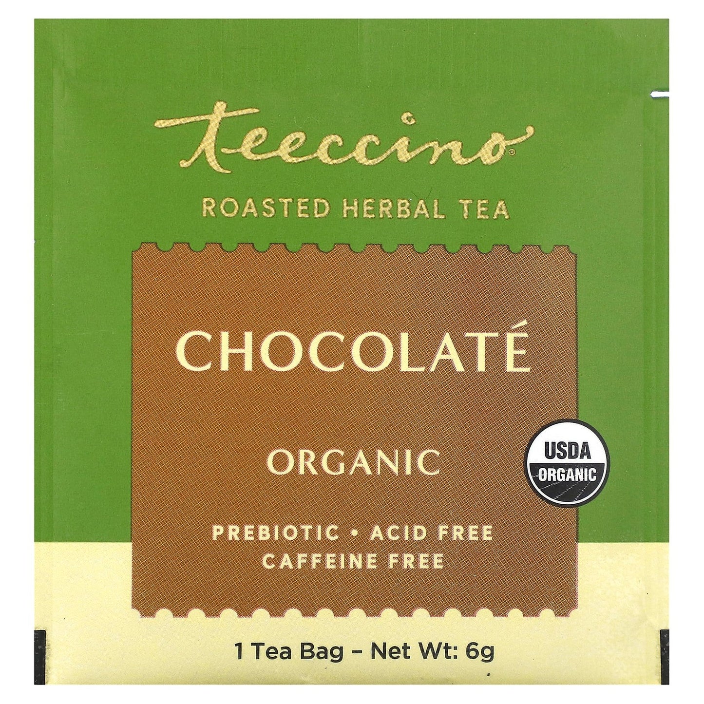 Teeccino, Organic Roasted Herbal Tea, Chocolate, Caffeine Free, 25 Tea Bags, 5.3 oz (150 g)