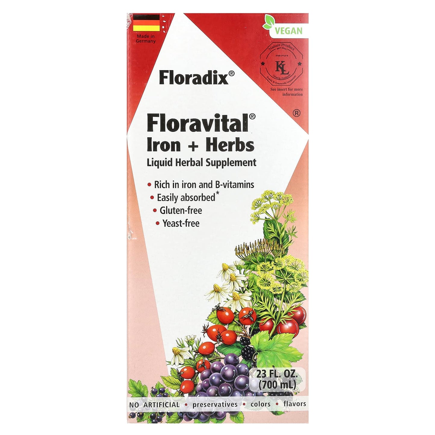 Gaia Herbs-Floradix-Floravital Iron + Herbs-23 fl oz (700 ml)