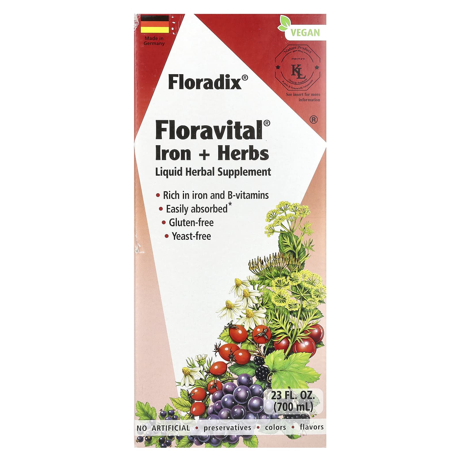 Gaia Herbs-Floradix-Floravital Iron + Herbs-23 fl oz (700 ml)