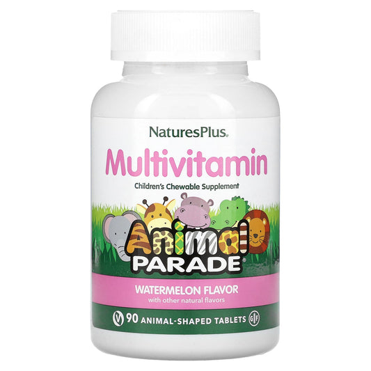 NaturesPlus-Animal Parade-Children's Chewable Multivitamin Supplement-Watermelon-90 Animal-Shaped Tablets