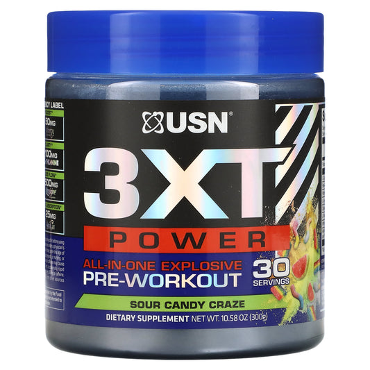 USN-3XT Power-All-In-One Explosive Pre-Workout-Sour Candy Craze-10.58 oz (300 g)