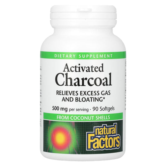 Natural Factors-Activated Charcoal-500 mg-90 Softgels (250 mg per Softgel)