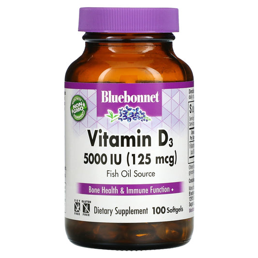 Bluebonnet Nutrition-Vitamin D3-125 mcg (5,000 IU)-100 Softgels