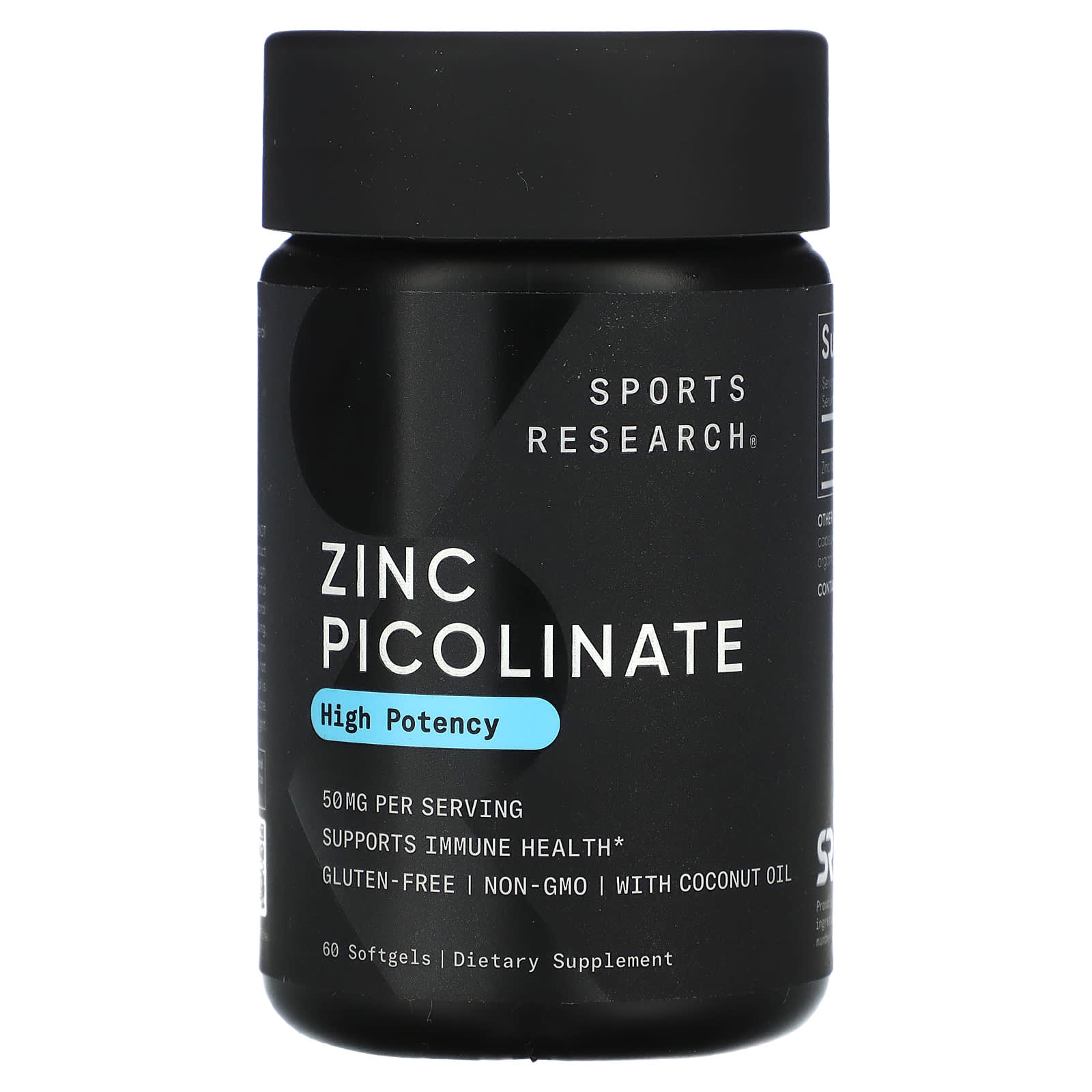 Sports Research-Zinc Picolinate-High Potency -50 mg-60 Softgels