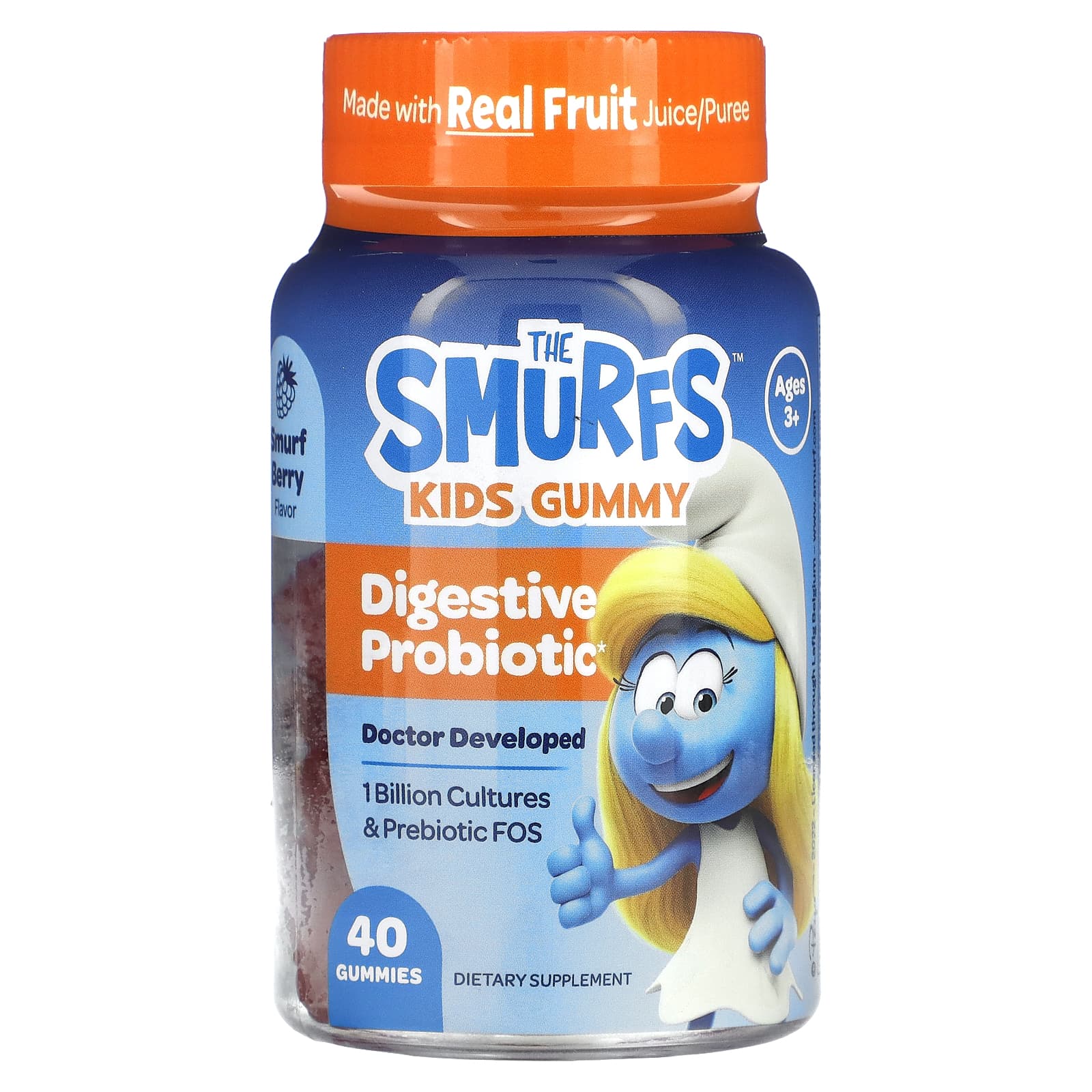 The Smurfs-Kids Gummy-Digestive Probiotic-Ages 3+-Smurf Berry-40 Gummies