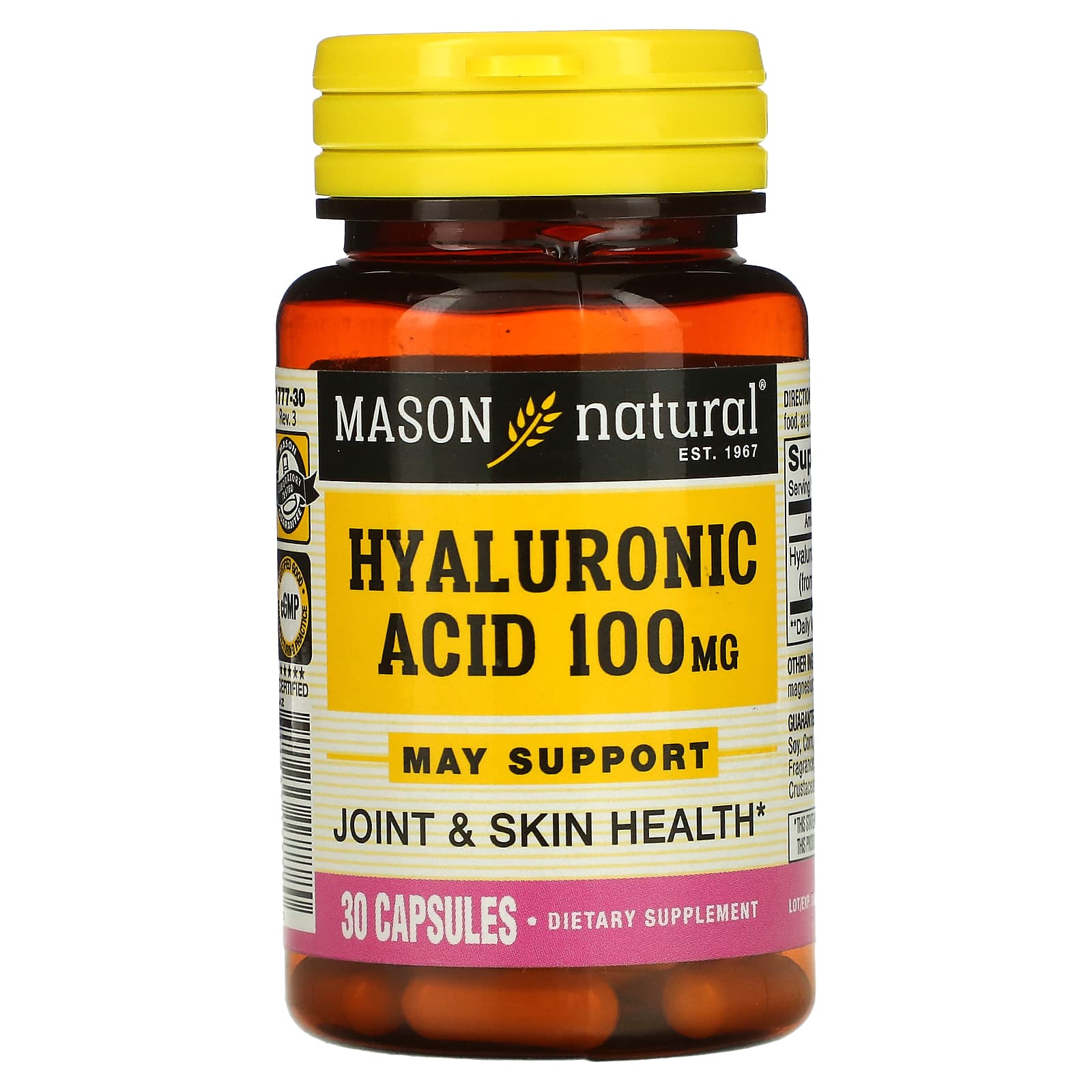 Mason Natural-Hyaluronic Acid-100 mg-30 Capsules