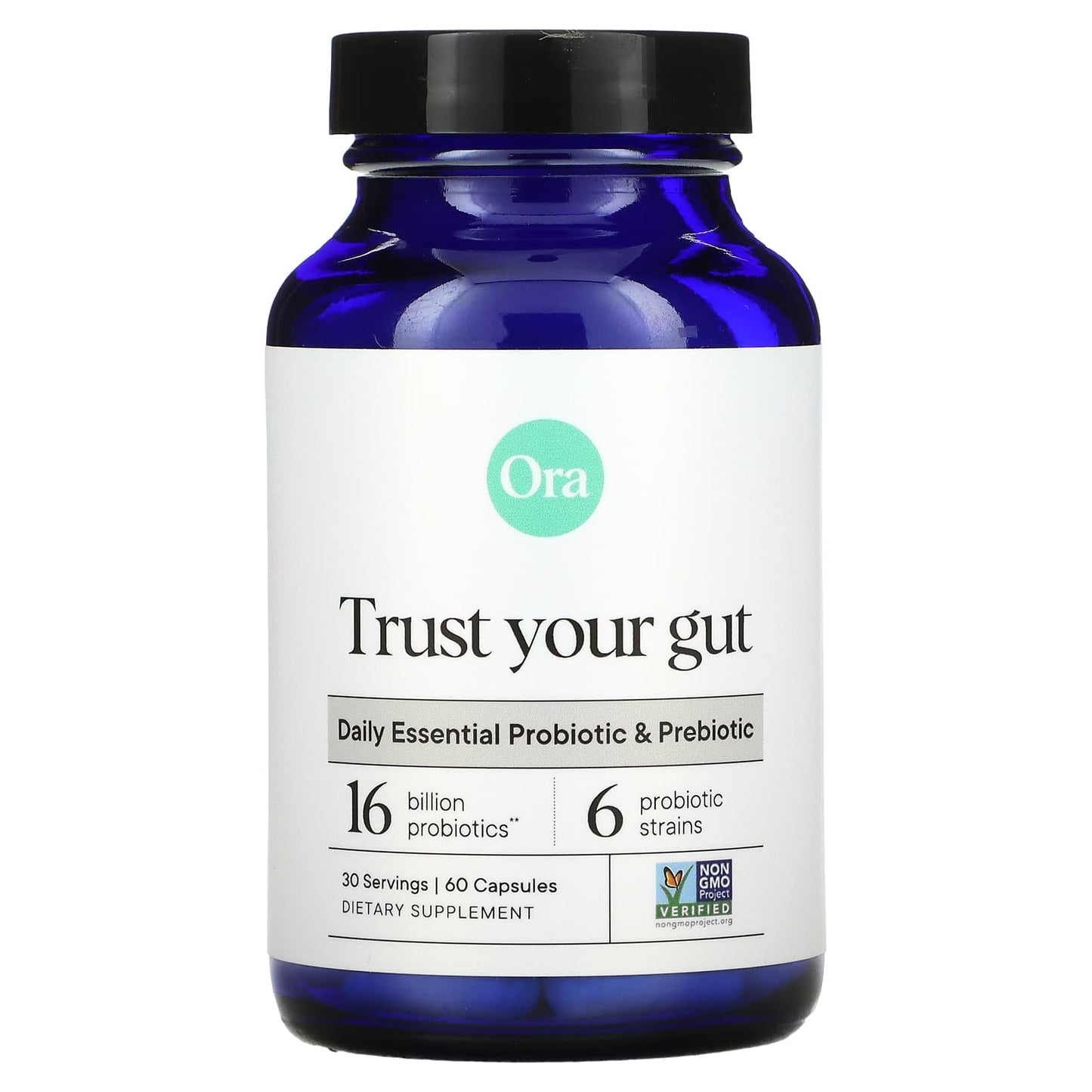 Ora-Trust Your Gut-Daily Essential Probiotic & Prebiotic-16 Billion-60 Capsules