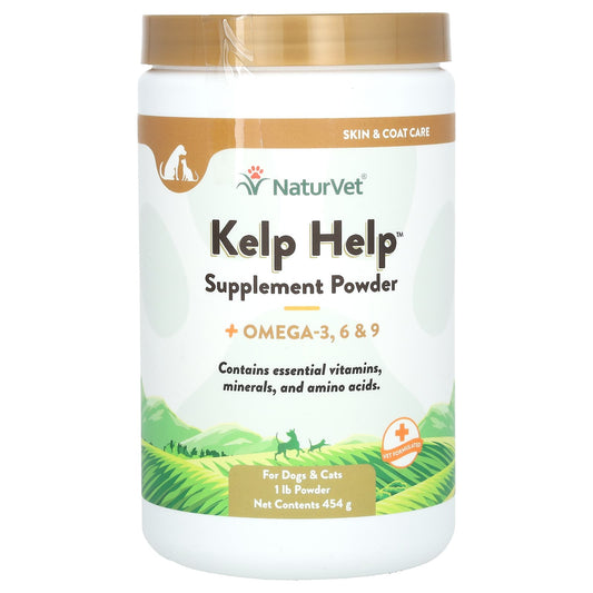 NaturVet-Kelp Help-Supplement Powder + Omega-3-6 & 9-For Dogs and Cats-1 lb (454 g)