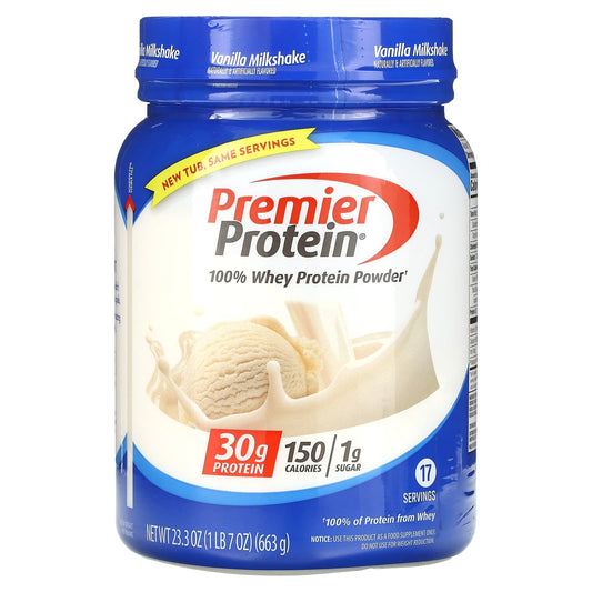 Premier Protein-100% Whey Protein Powder-Vanilla Milkshake-1 lb 7 oz (663 g)