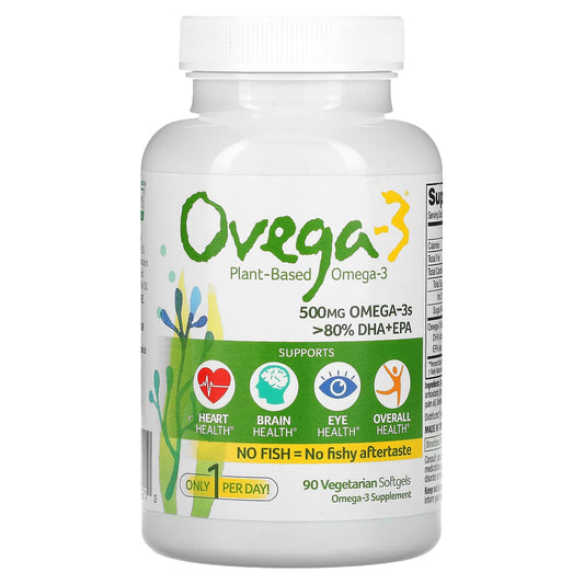 Ovega-3-Plant Based Omega-3-DHA + EPA-500 mg-90 Vegetarian Softgels