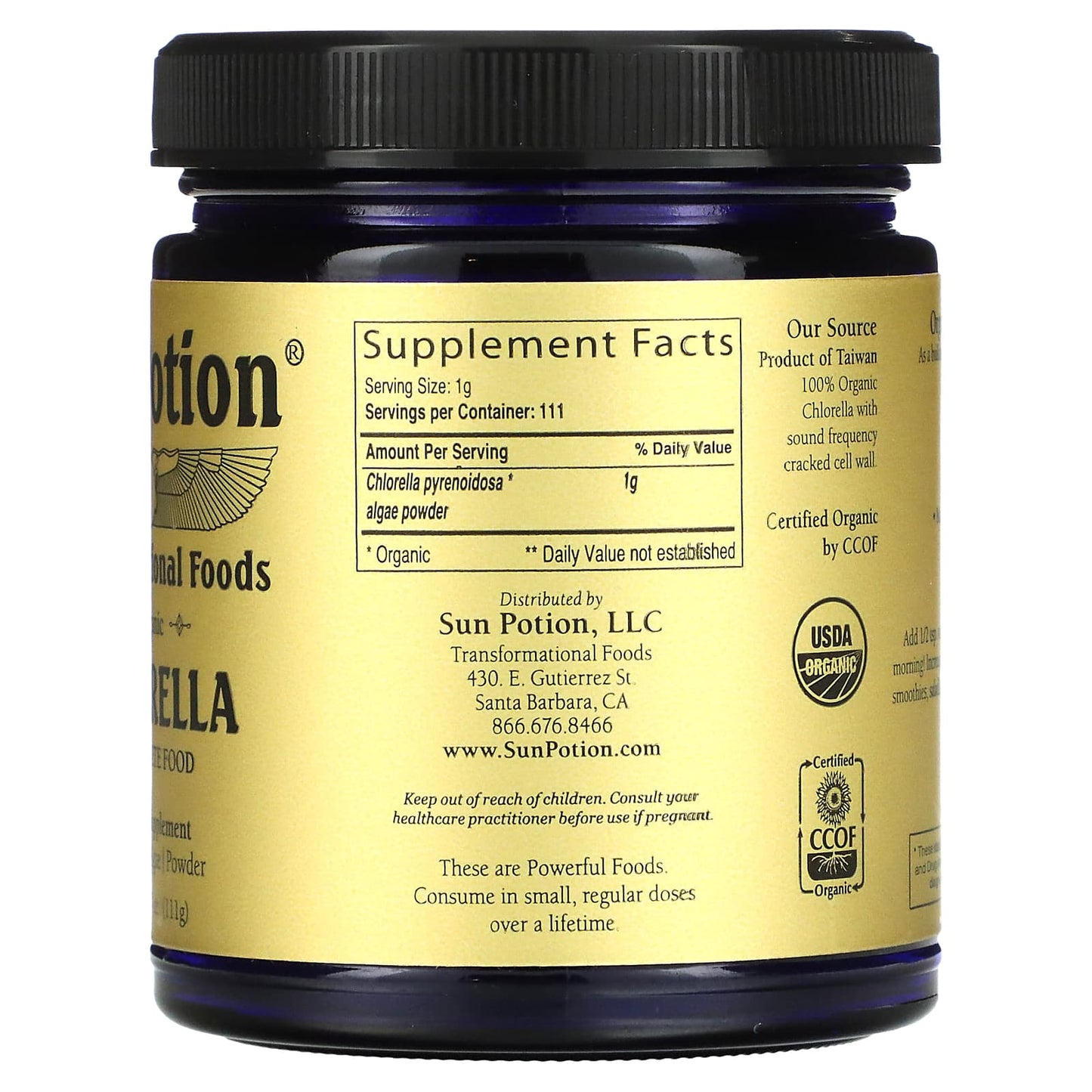 Sun Potion, Chlorella Powder, Organic, 3.9 oz (111 g)