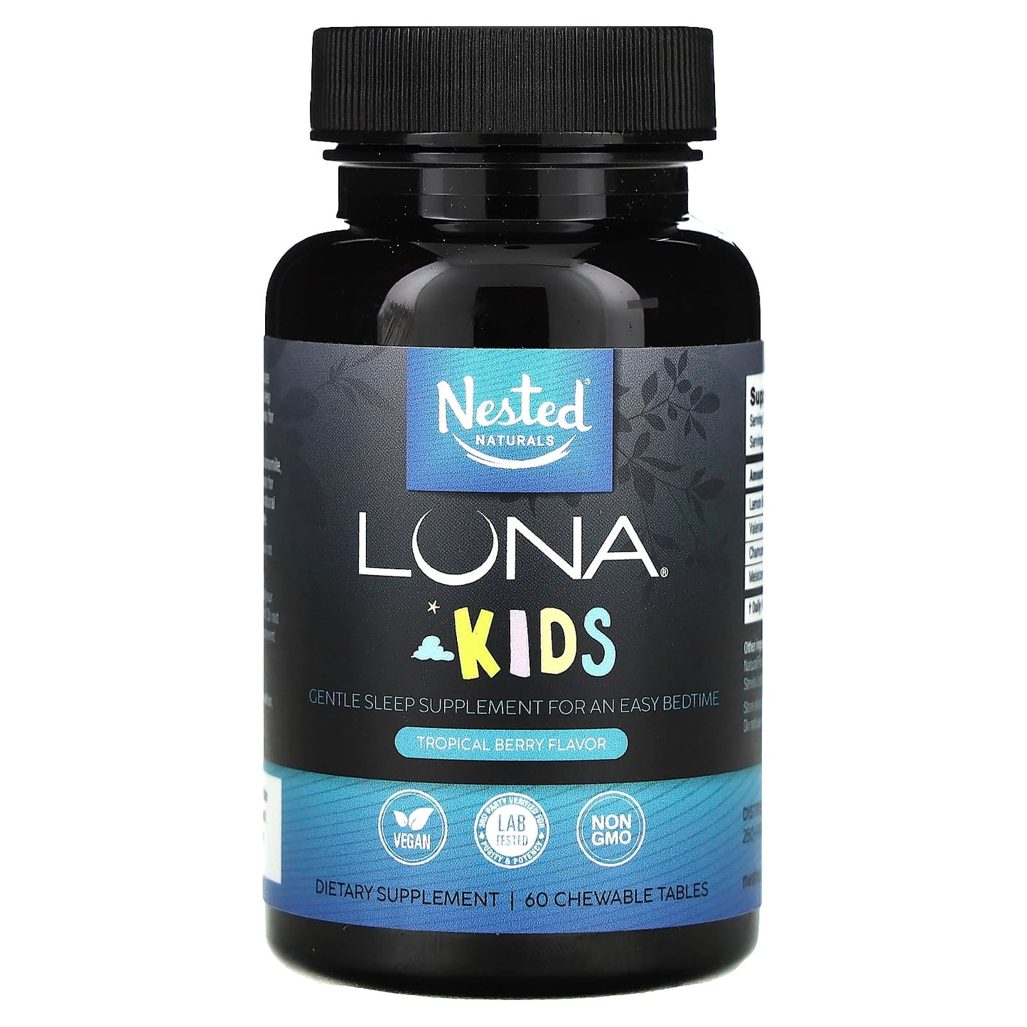 Nested Naturals-Luna-Kids-Gentle Sleep Supplement-Tropical Berry-60 Chewable Tablets