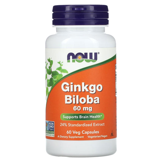 NOW Foods-Ginkgo Biloba-60 mg-60 Veg Capsules