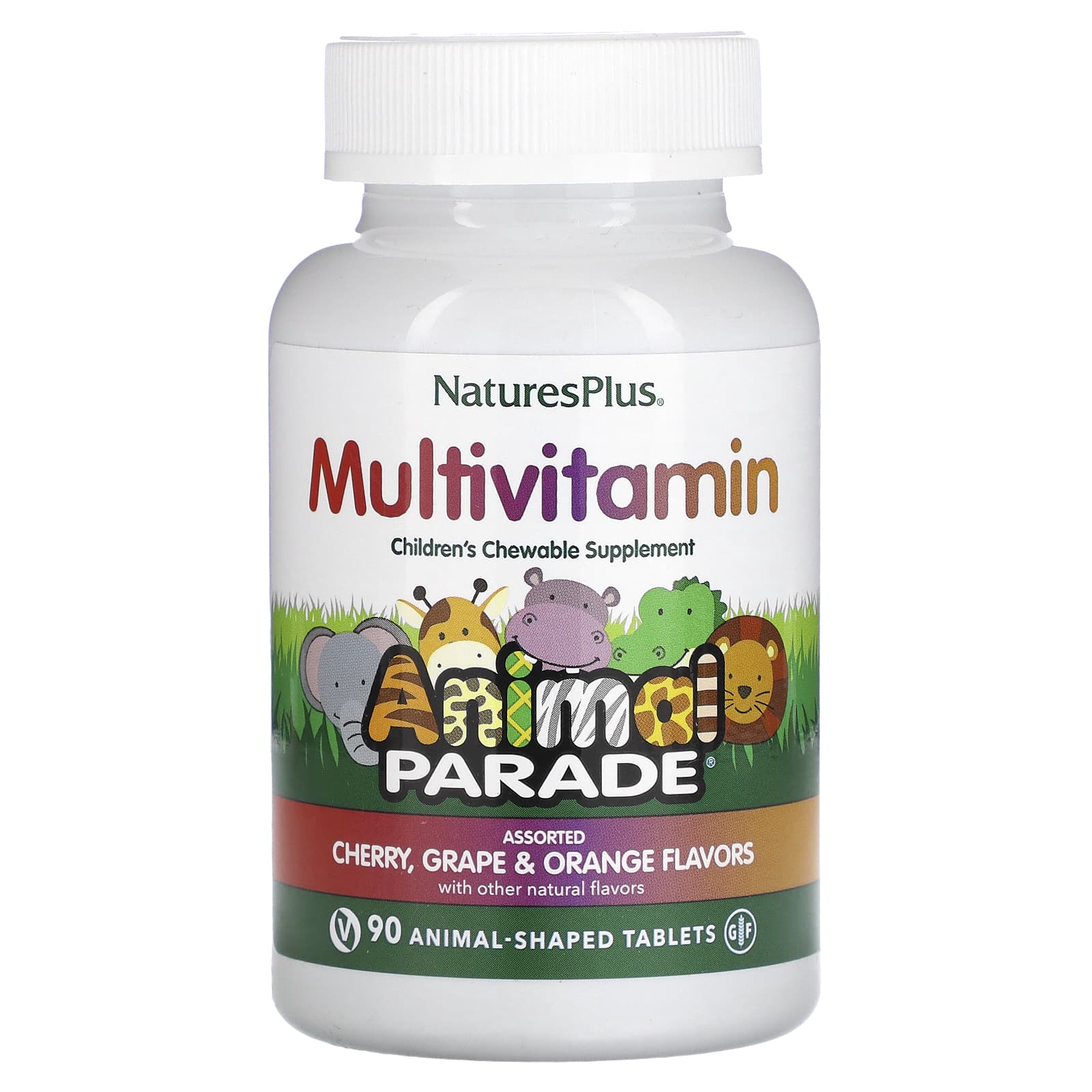 NaturesPlus-Animal Parade-Children's Chewable Multivitamin-Assorted-90 Animal-Shaped Tablets