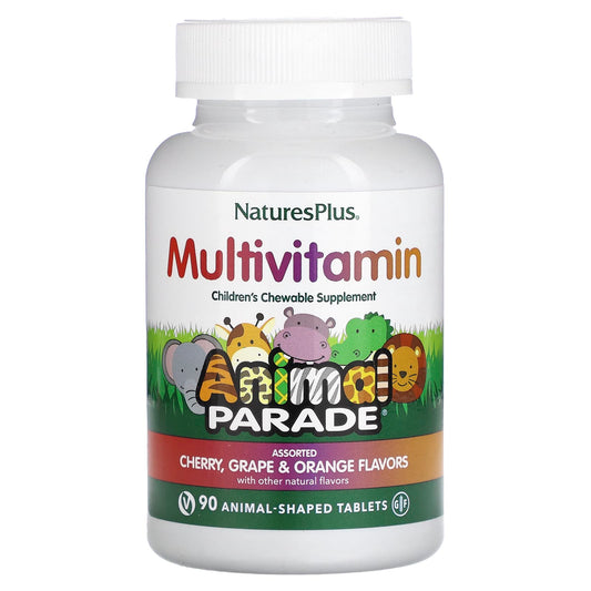 NaturesPlus-Animal Parade-Children's Chewable Multivitamin-Assorted-90 Animal-Shaped Tablets