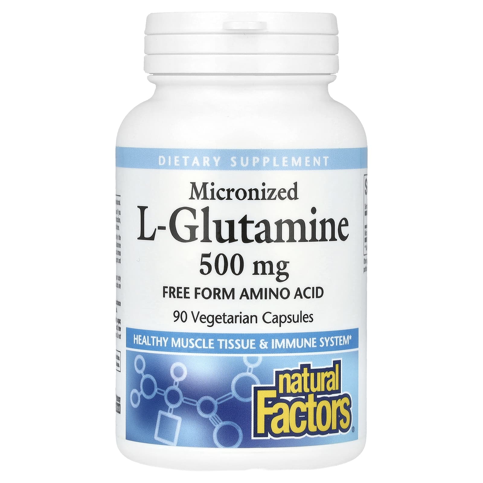 Natural Factors-Micronized L-Glutamine-500 mg-90 Vegetarian Capsules