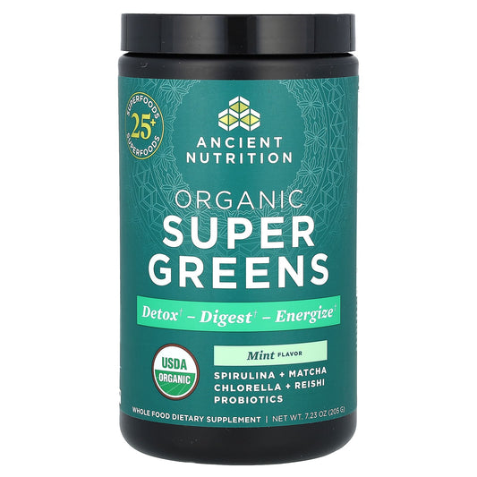 Ancient Nutrition-Organic Super Greens-Mint-7.23 oz (205 g)