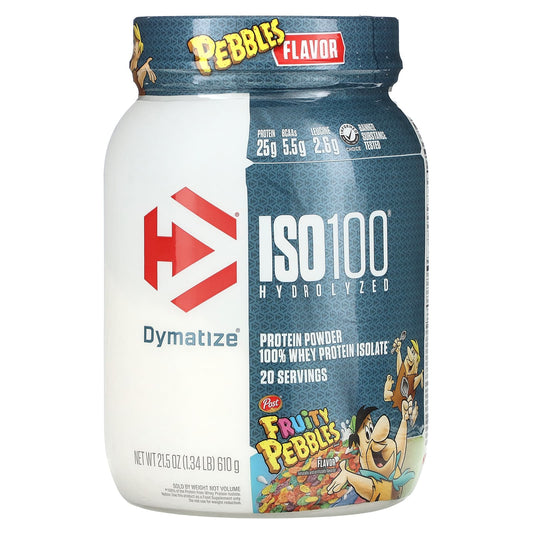 Dymatize-ISO100 Hydrolyzed-100% Whey Protein Isolate-Fruity Pebbles-1.34 lbs (610 g)