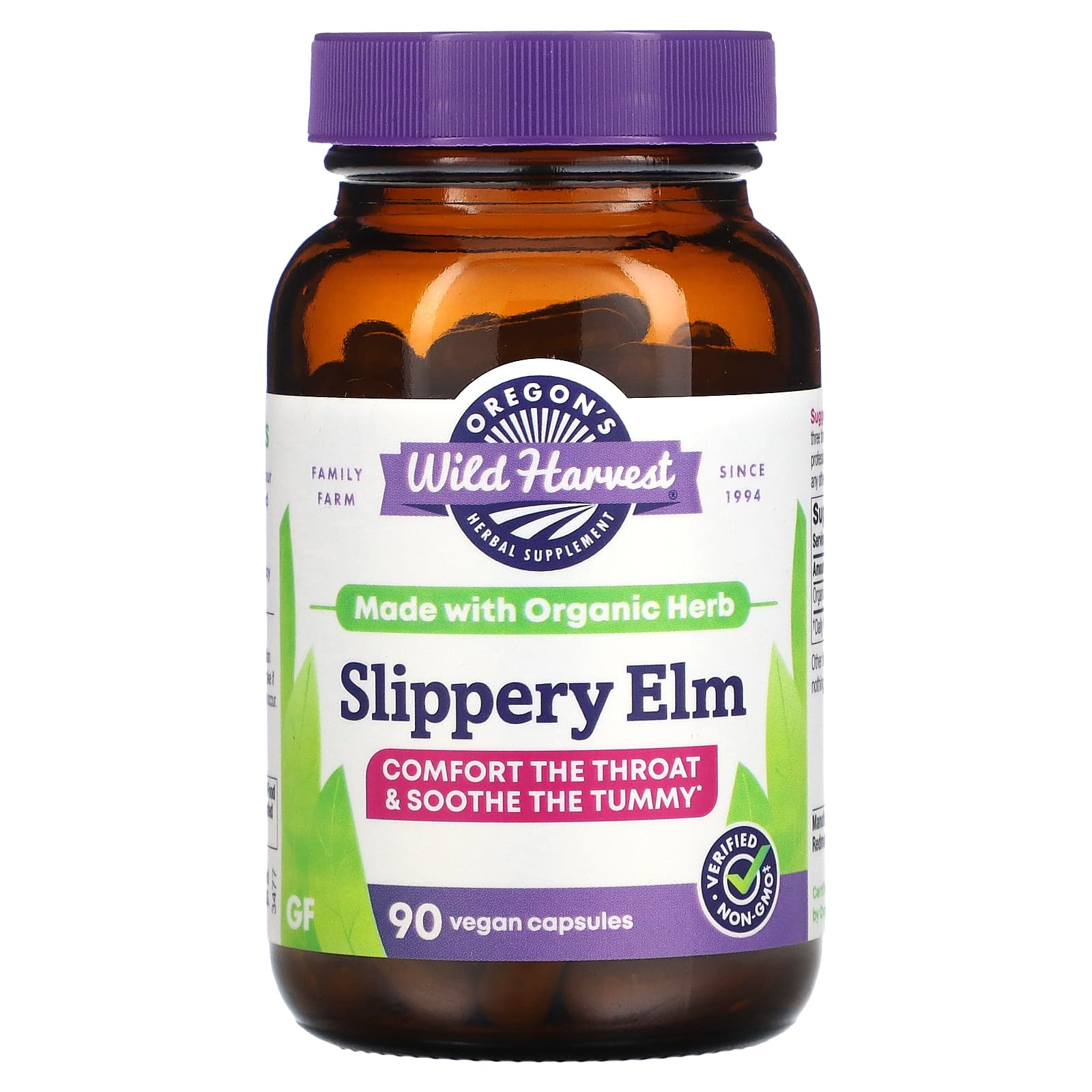 Oregon's Wild Harvest-Slippery Elm-90 Vegan Capsules