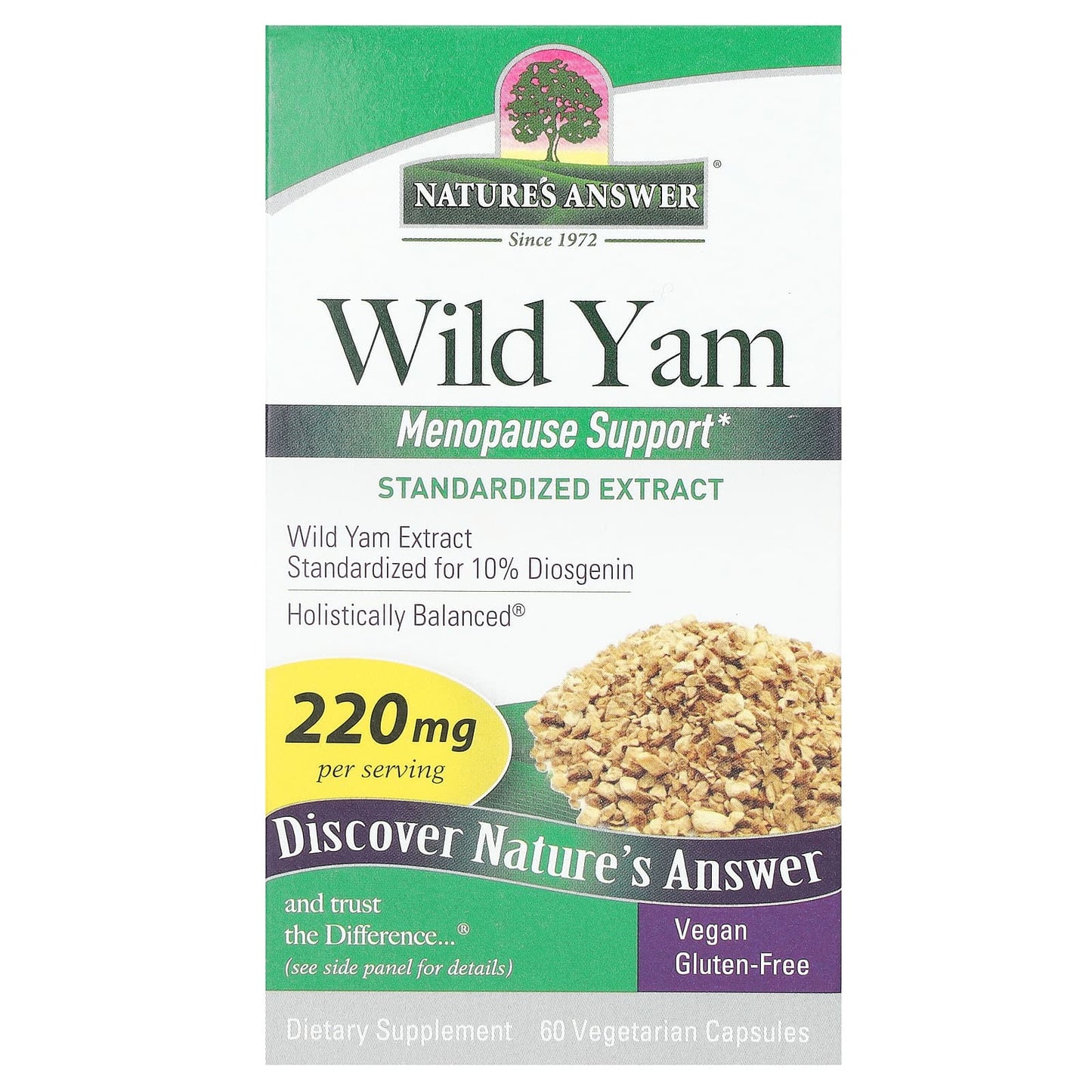 Nature's Answer-Wild Yam-220 mg -60 Vegetarian Capsules