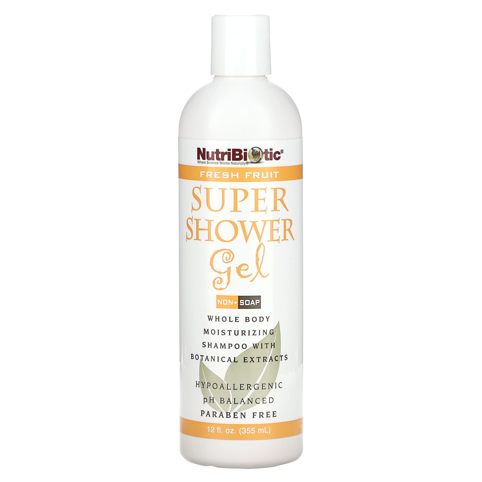 NutriBiotic-Super Shower Gel-Non-Soap-Fresh Fruit-12 fl oz (355 ml)