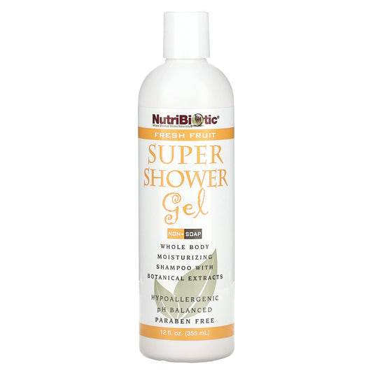 NutriBiotic-Super Shower Gel-Non-Soap-Fresh Fruit-12 fl oz (355 ml)