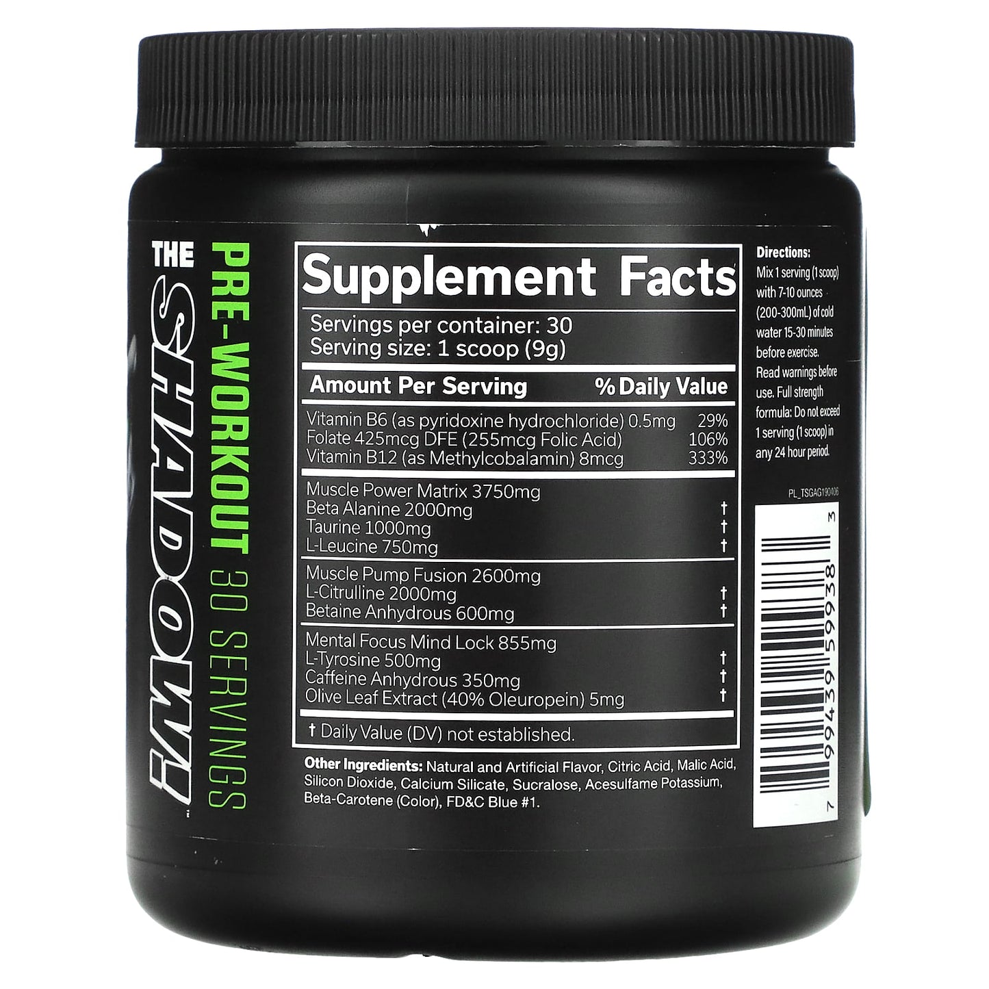 JNX Sports, The Shadow, Pre-Workout, Green Apple, 9.5 oz (270 g)