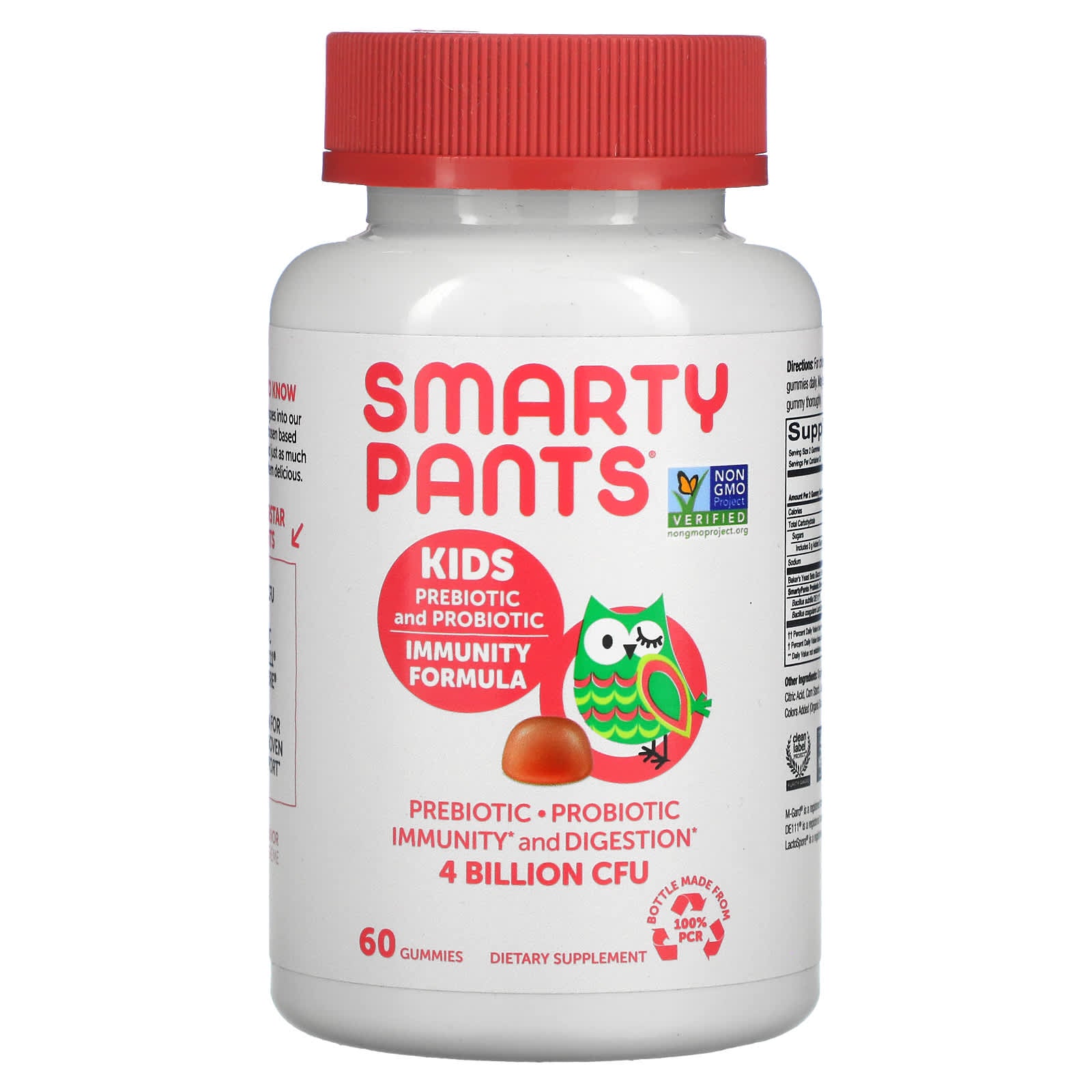 SmartyPants-Kids Prebiotic and Probiotic-Immunity Formula-Strawberry Creme-4 Billion-60 Gummies (2 Billion CFU per Gummy)