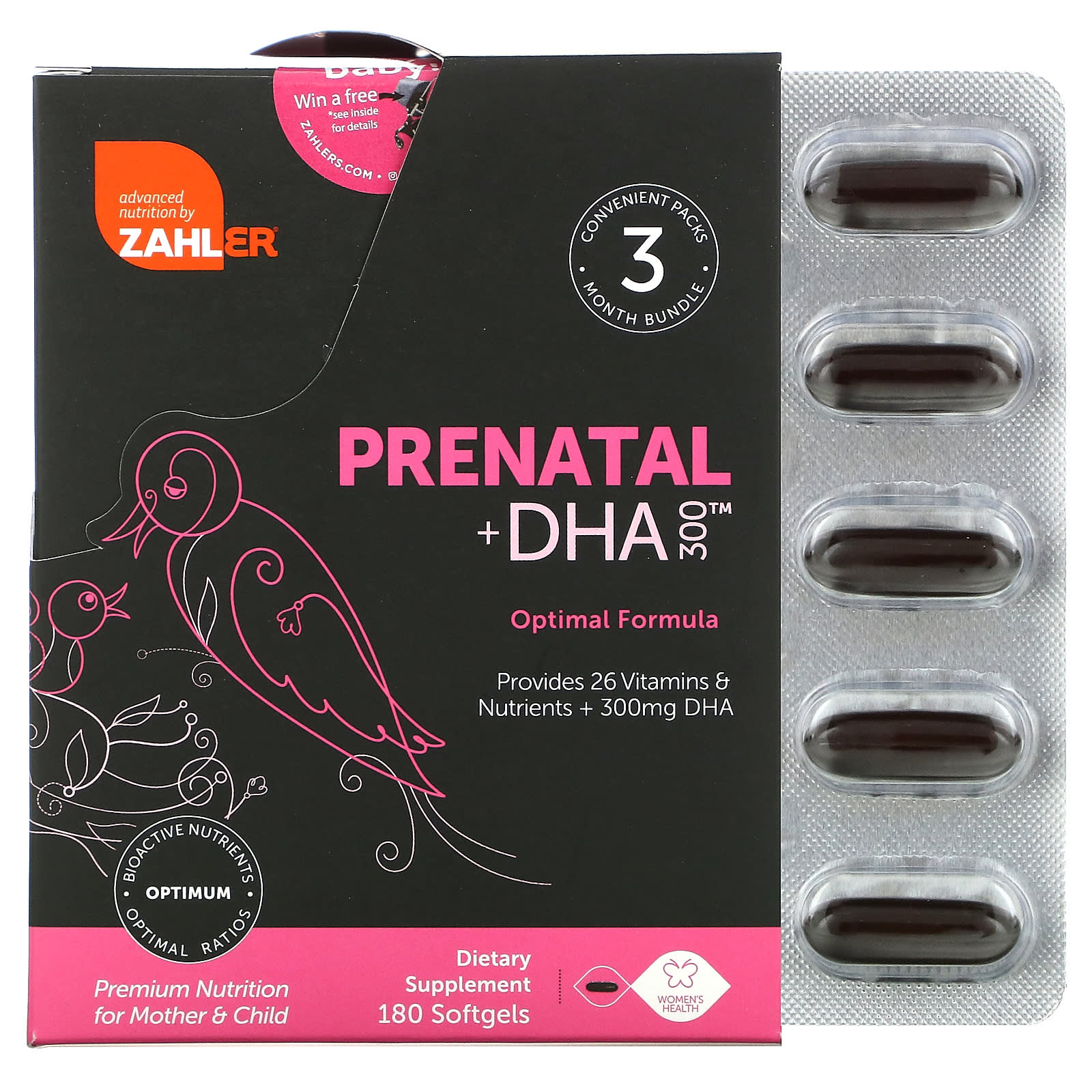 Zahler-Prenatal + DHA 300 Optimal Formula-180 Softgels